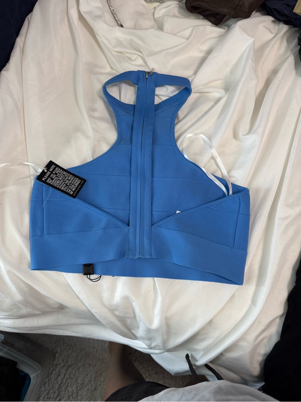 Herve Leger Electric Blue Halter Crop Top - Picture 2 of 2
